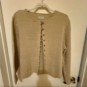 Light Beige Button-Front Women's Cardigan Sweater